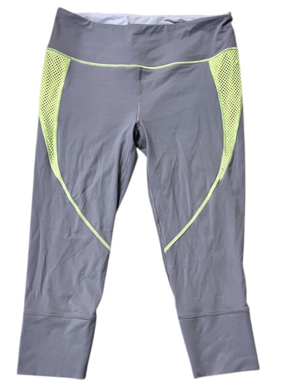 Victoria's Secret Gray Neon Green Capri Leggings Womens Size L